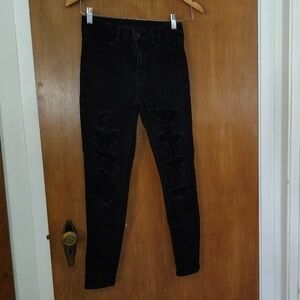 American Eagle Outfitters Black Distressed Skinny Jeans